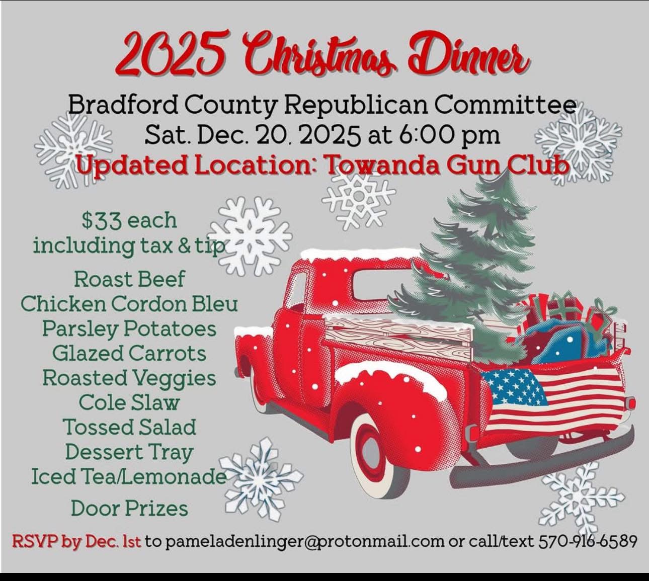 2025 Christmas Dinner Bradford County Republican Committee